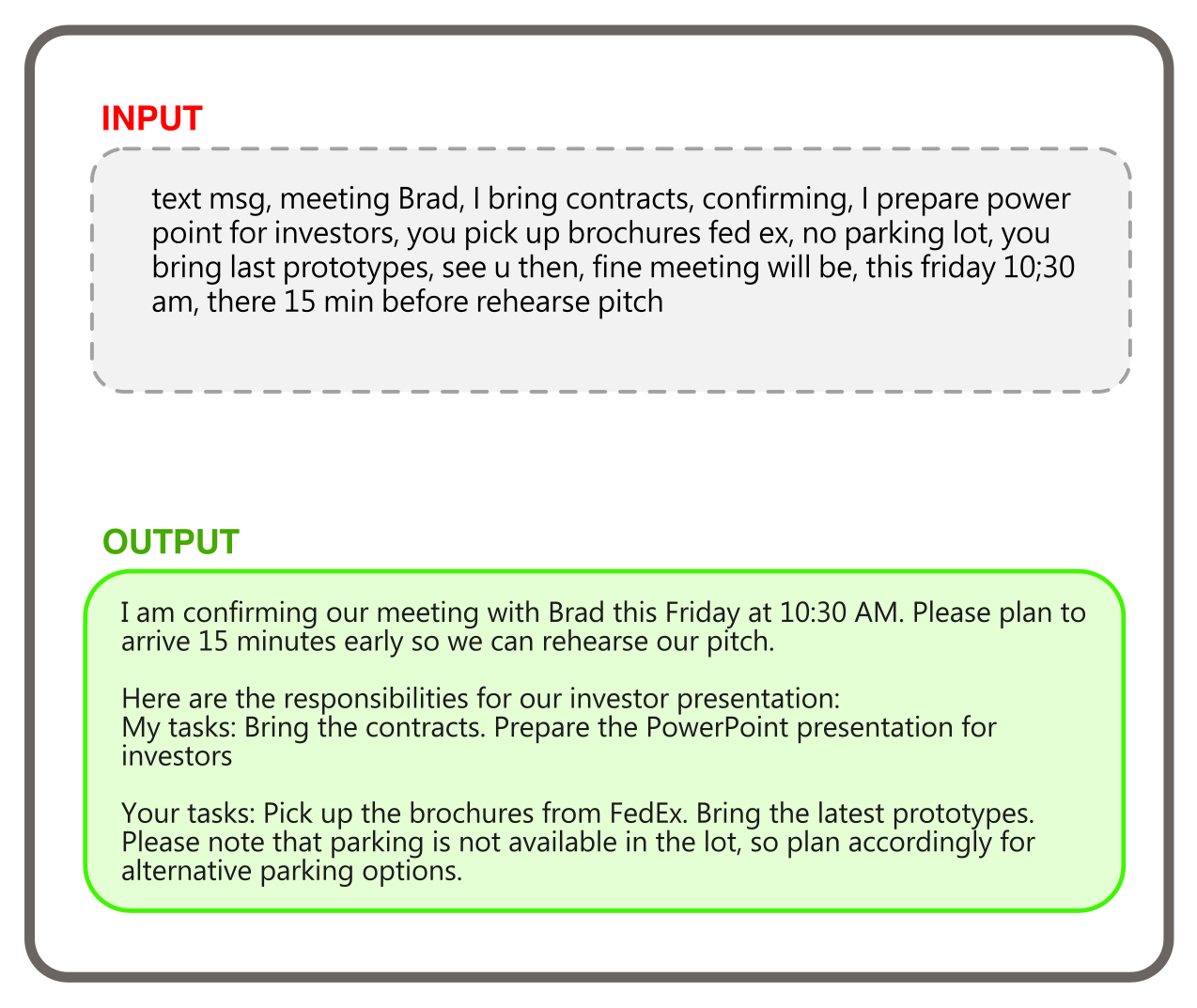 Message transformation example